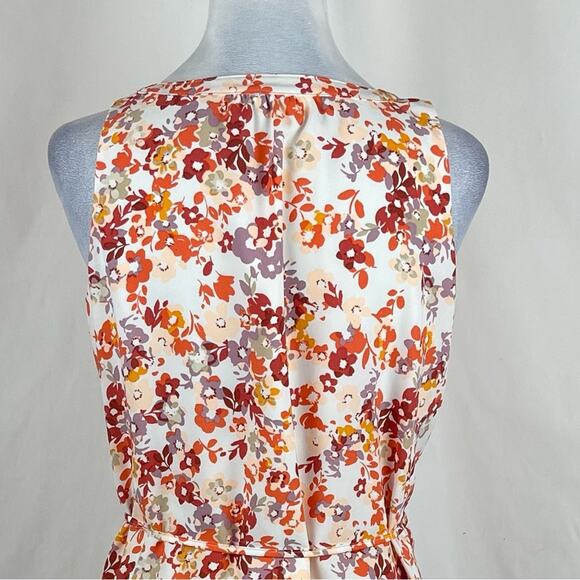 LOFT Orange Cream Lilac Floral Print Cottage Feminine Dress NWOT Size SP - Picture 6 of 14